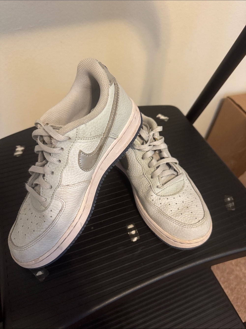 Nike Kids Sneakers Light Gray with Silver Swoosh